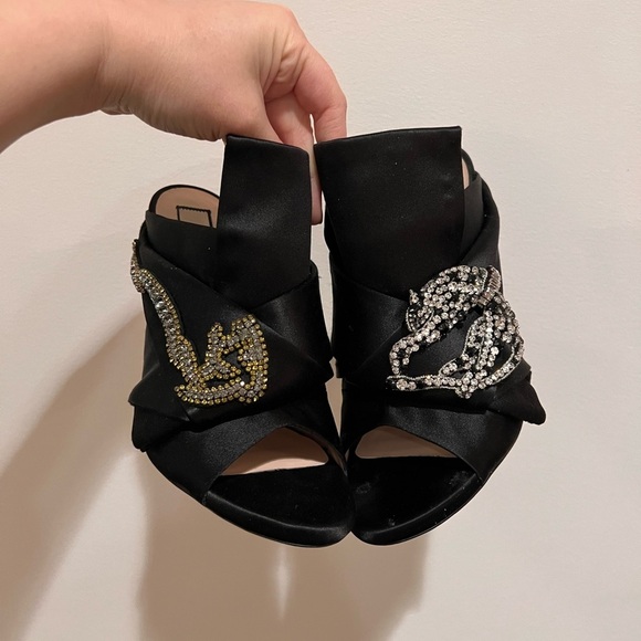 No. 21 Women's Satin Slide Mule Sandals High Heels - Picture 1 of 10